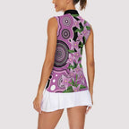 Australia Boronia Women Sleeveless Polo Shirt Aussie Native Flowers Indigenous Art - Aussie Hoodie