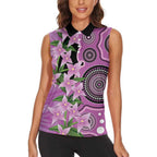 Australia Boronia Women Sleeveless Polo Shirt Aussie Native Flowers Indigenous Art - Aussie Hoodie
