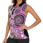Australia Boronia Women Sleeveless Polo Shirt Aussie Native Flowers Indigenous Art - Aussie Hoodie
