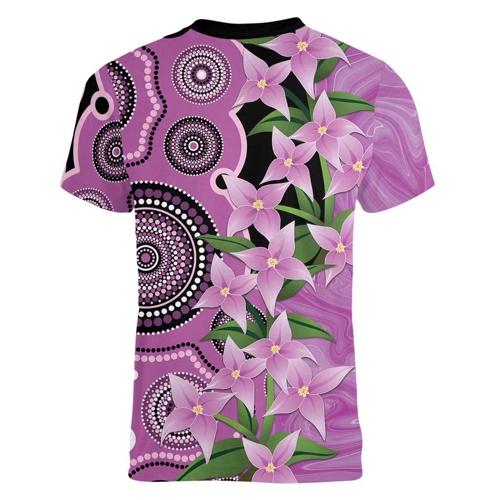 Australia Boronia Women V-Neck T-Shirt Aussie Native Flowers Indigenous Art - Aussie Hoodie