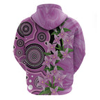 Australia Boronia Zip Hoodie Aussie Native Flowers Indigenous Art - Aussie Hoodie