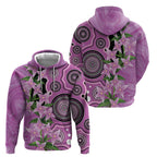 Australia Boronia Zip Hoodie Aussie Native Flowers Indigenous Art - Aussie Hoodie