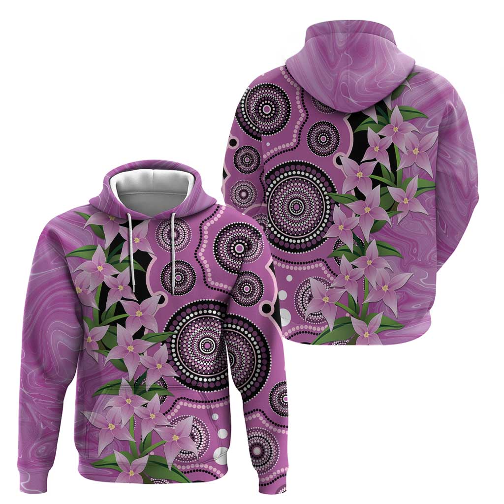Australia Boronia Zip Hoodie Aussie Native Flowers Indigenous Art - Aussie Hoodie