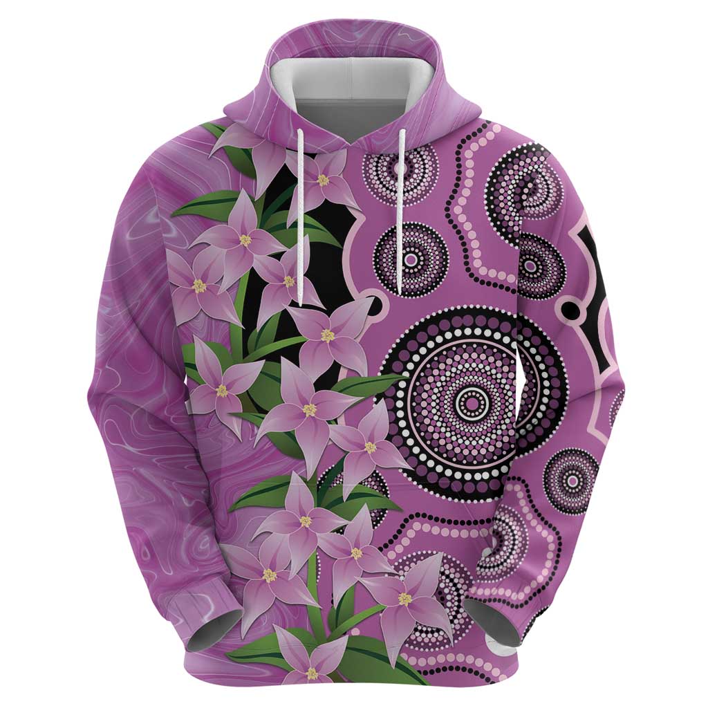 Australia Boronia Zip Hoodie Aussie Native Flowers Indigenous Art - Aussie Hoodie