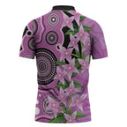 Australia Boronia Zipper Polo Shirt Aussie Native Flowers Indigenous Art - Aussie Hoodie