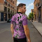 Australia Boronia Zipper Polo Shirt Aussie Native Flowers Indigenous Art - Aussie Hoodie