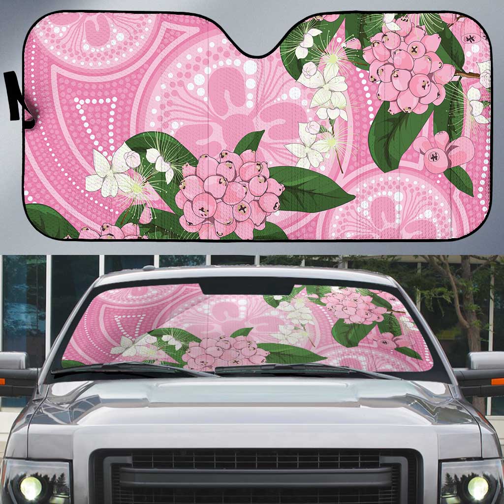Australia Lilly Pilly Riberry Auto Sun Shade Aussie Native Flowers Indigenous Art - Aussie Hoodie
