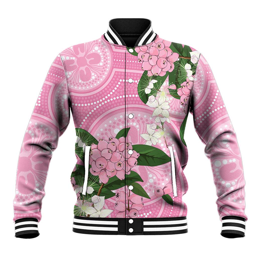 Australia Lilly Pilly Riberry Baseball Jacket Aussie Native Flowers Indigenous Art - Aussie Hoodie