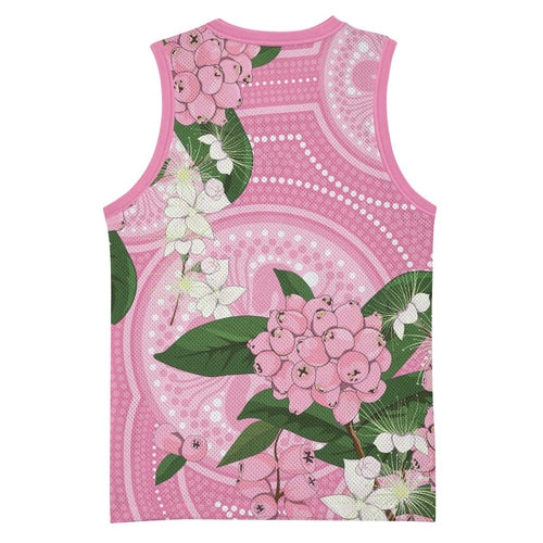 Australia Lilly Pilly Riberry Basketball Jersey Aussie Native Flowers Indigenous Art - Aussie Hoodie