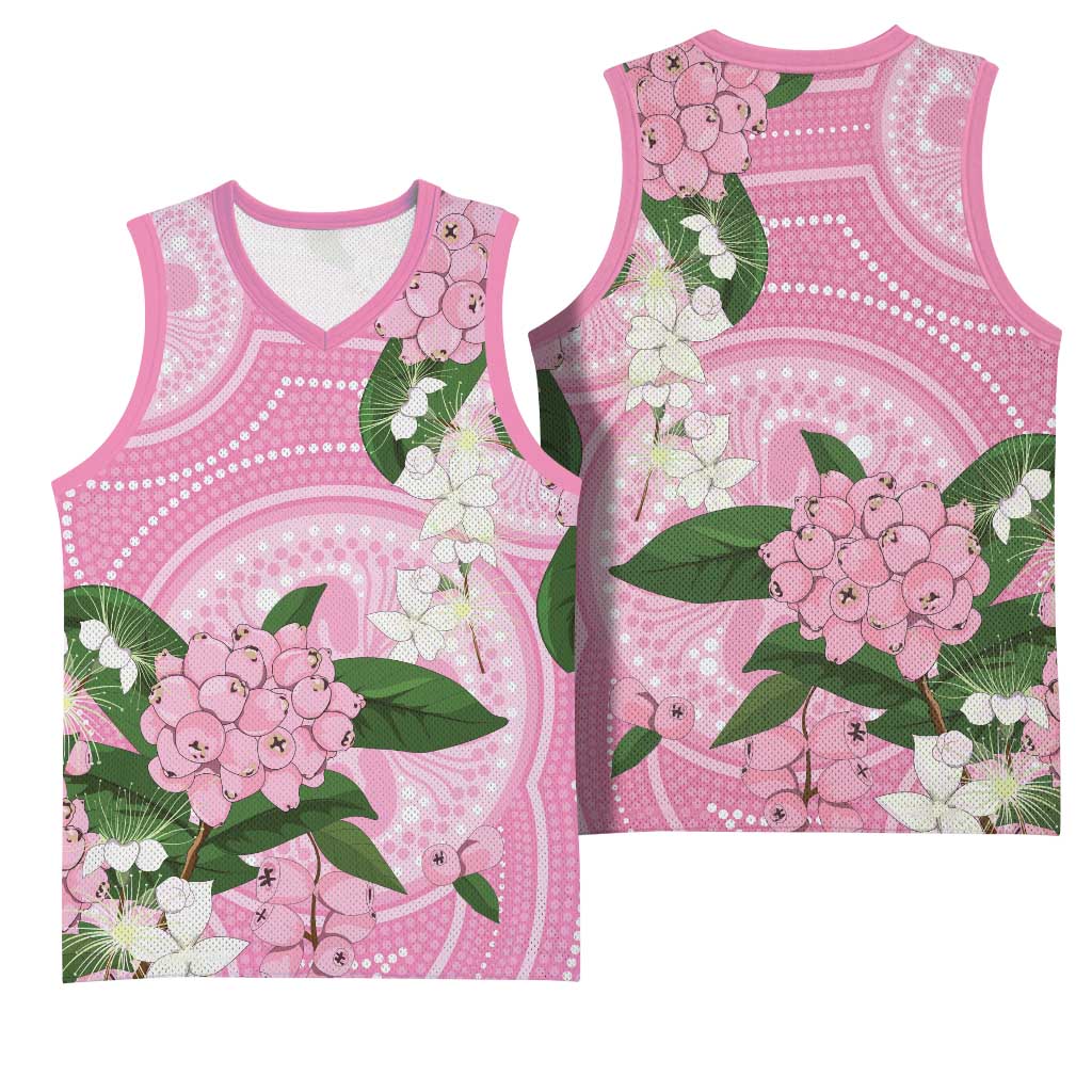 Australia Lilly Pilly Riberry Basketball Jersey Aussie Native Flowers Indigenous Art - Aussie Hoodie