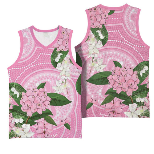 Australia Lilly Pilly Riberry Basketball Jersey Aussie Native Flowers Indigenous Art - Aussie Hoodie