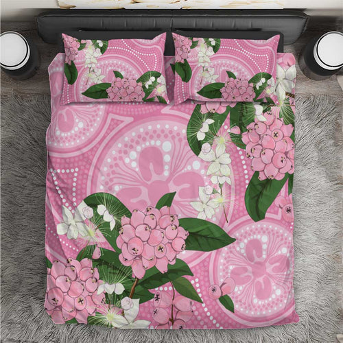 Australia Lilly Pilly Riberry Bedding Set Aussie Native Flowers Indigenous Art - Aussie Hoodie