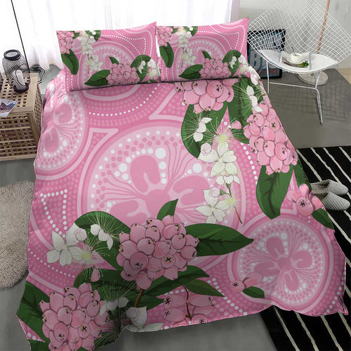Australia Lilly Pilly Riberry Bedding Set Aussie Native Flowers Indigenous Art - Aussie Hoodie
