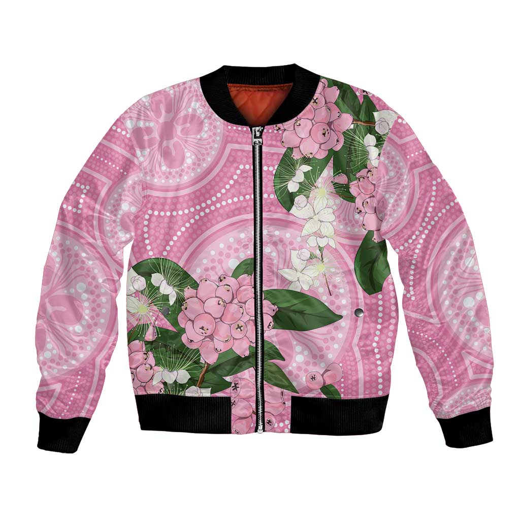 Australia Lilly Pilly Riberry Bomber Jacket Aussie Native Flowers Indigenous Art - Aussie Hoodie