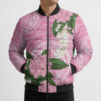 Australia Lilly Pilly Riberry Bomber Puffer Jacket Aussie Native Flowers Indigenous Art - Aussie Hoodie