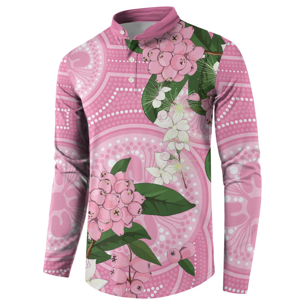 Australia Lilly Pilly Riberry Button Sweatshirt Aussie Native Flowers Indigenous Art - Aussie Hoodie