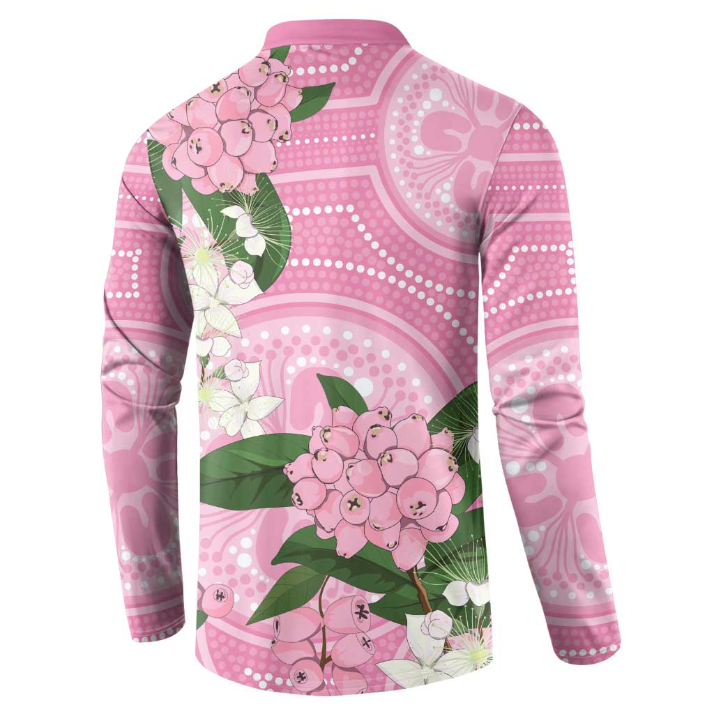 Australia Lilly Pilly Riberry Button Sweatshirt Aussie Native Flowers Indigenous Art - Aussie Hoodie