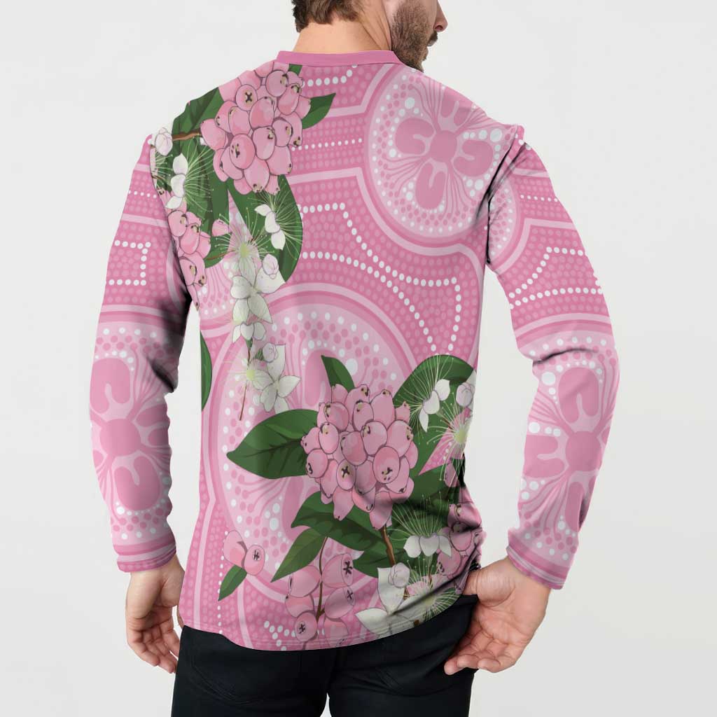 Australia Lilly Pilly Riberry Button Sweatshirt Aussie Native Flowers Indigenous Art - Aussie Hoodie