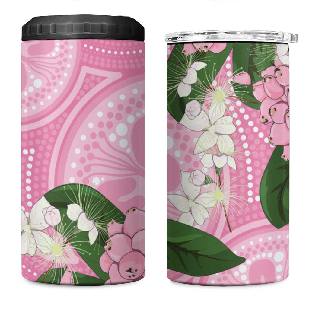 Australia Lilly Pilly Riberry 4 in 1 Can Cooler Tumbler Aussie Native Flowers Indigenous Art - Aussie Hoodie