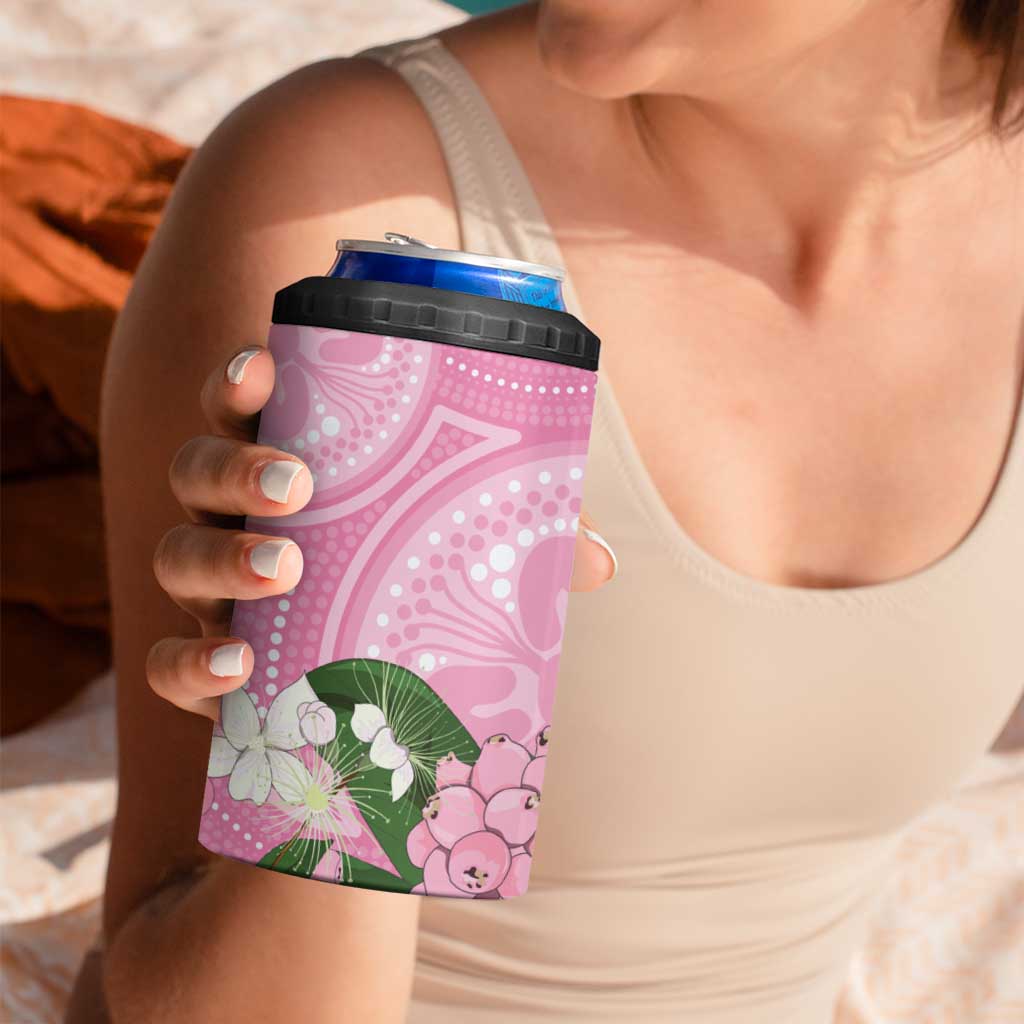Australia Lilly Pilly Riberry 4 in 1 Can Cooler Tumbler Aussie Native Flowers Indigenous Art - Aussie Hoodie