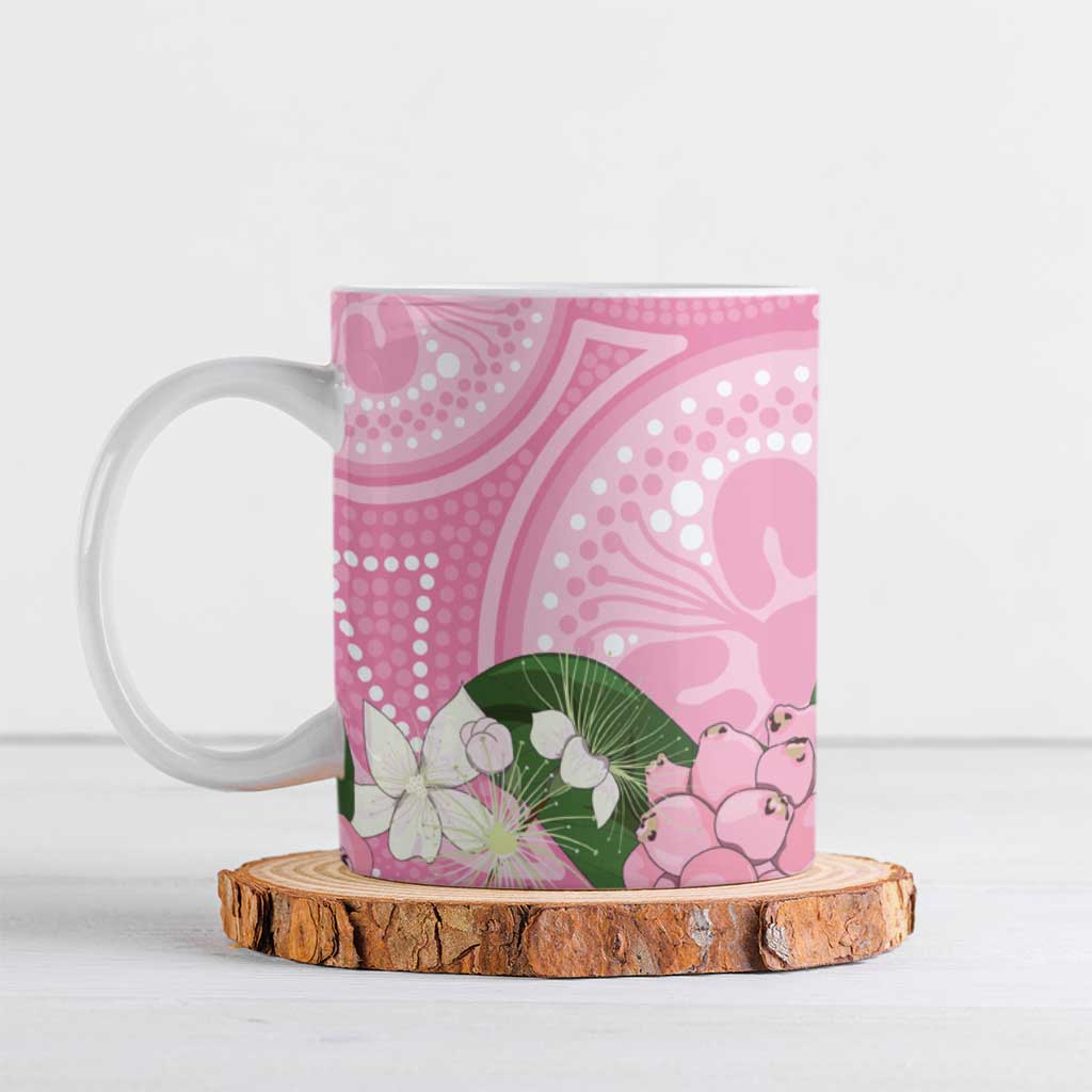 Australia Lilly Pilly Riberry Ceramic Mug Aussie Native Flowers Indigenous Art - Aussie Hoodie