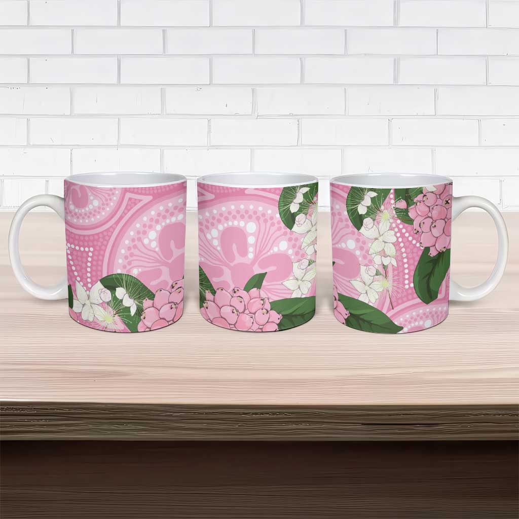 Australia Lilly Pilly Riberry Ceramic Mug Aussie Native Flowers Indigenous Art - Aussie Hoodie