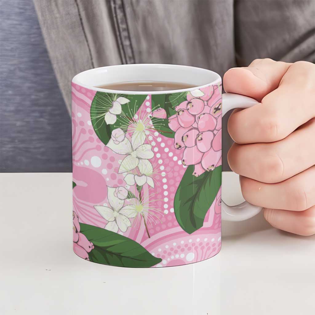 Australia Lilly Pilly Riberry Ceramic Mug Aussie Native Flowers Indigenous Art - Aussie Hoodie