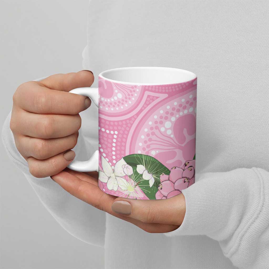 Australia Lilly Pilly Riberry Ceramic Mug Aussie Native Flowers Indigenous Art - Aussie Hoodie