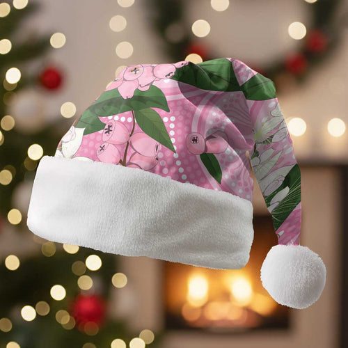 Australia Lilly Pilly Riberry Christmas Santa Hat Aussie Native Flowers Indigenous Art - Aussie Hoodie