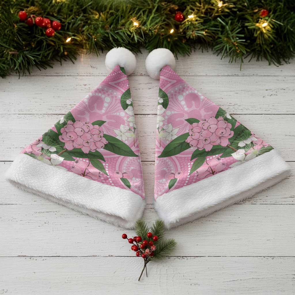 Australia Lilly Pilly Riberry Christmas Santa Hat Aussie Native Flowers Indigenous Art - Aussie Hoodie