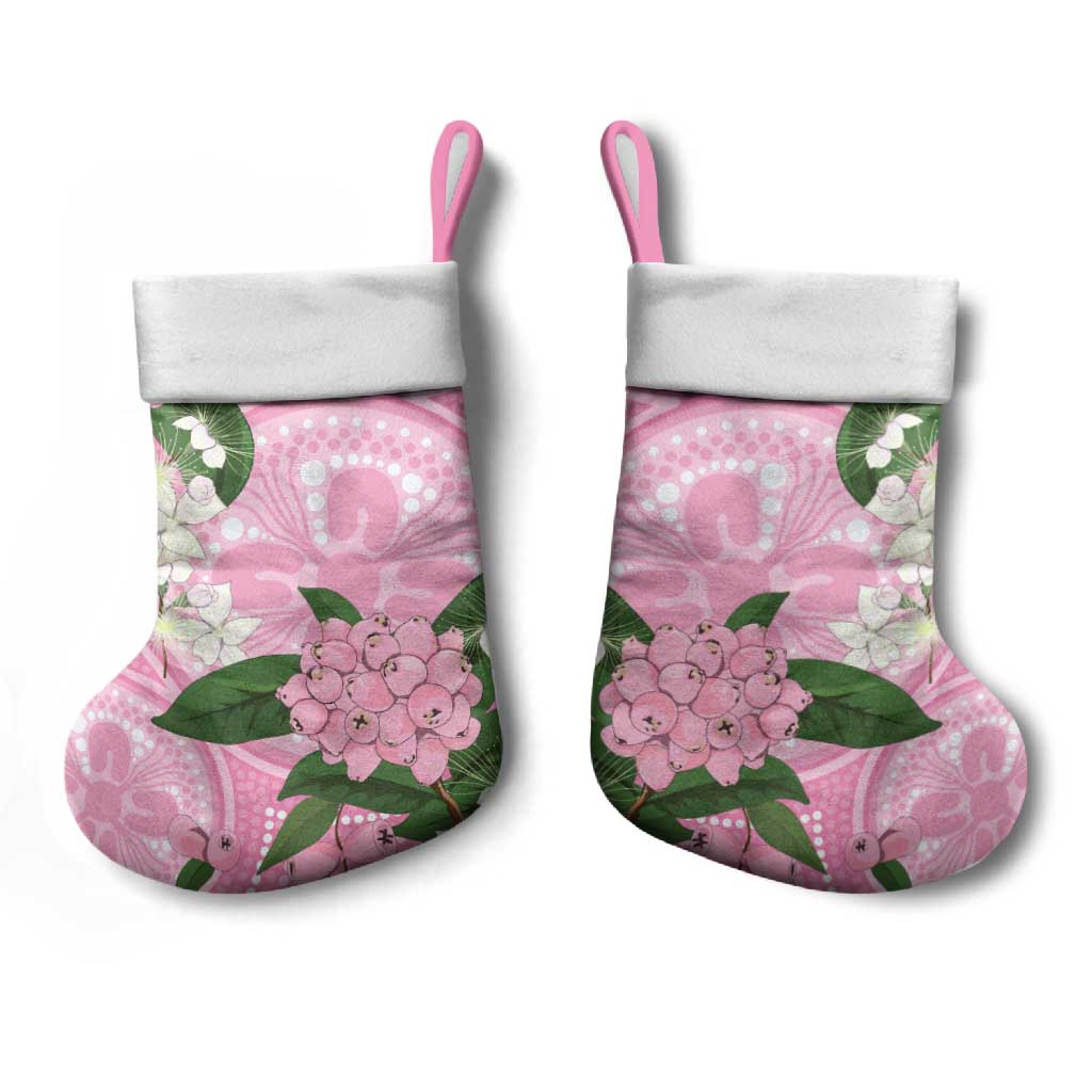 Australia Lilly Pilly Riberry Christmas Stocking Aussie Native Flowers Indigenous Art - Aussie Hoodie