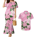 Australia Lilly Pilly Riberry Couples Matching Mermaid Dress and Hawaiian Shirt Aussie Native Flowers Indigenous Art - Aussie Hoodie