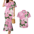 Australia Lilly Pilly Riberry Couples Matching Mermaid Dress and Hawaiian Shirt Aussie Native Flowers Indigenous Art - Aussie Hoodie