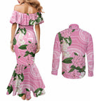 Australia Lilly Pilly Riberry Couples Matching Mermaid Dress and Long Sleeve Button Shirt Aussie Native Flowers Indigenous Art - Aussie Hoodie