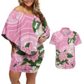 Australia Lilly Pilly Riberry Couples Matching Off Shoulder Short Dress and Hawaiian Shirt Aussie Native Flowers Indigenous Art - Aussie Hoodie
