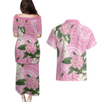 Australia Lilly Pilly Riberry Couples Matching Puletasi and Hawaiian Shirt Aussie Native Flowers Indigenous Art - Aussie Hoodie
