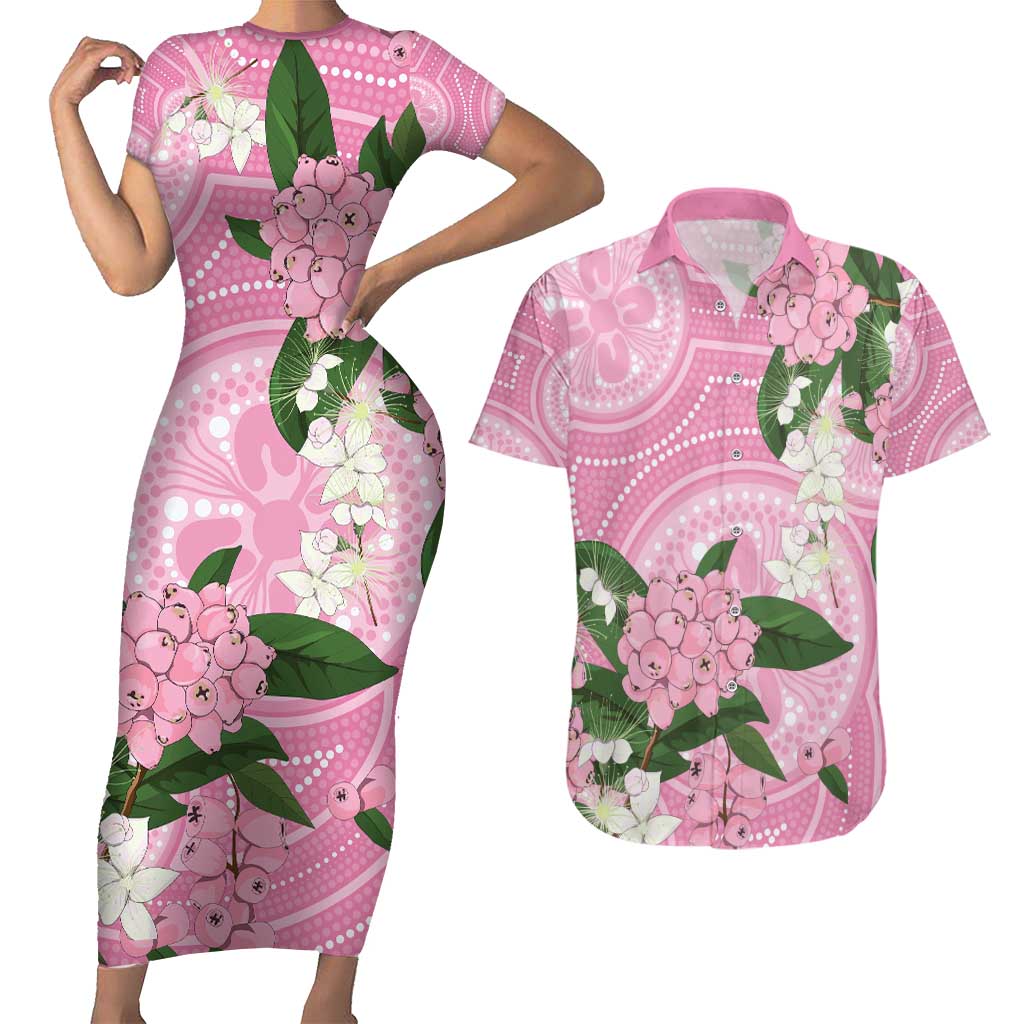 Australia Lilly Pilly Riberry Couples Matching Short Sleeve Bodycon Dress and Hawaiian Shirt Aussie Native Flowers Indigenous Art - Aussie Hoodie