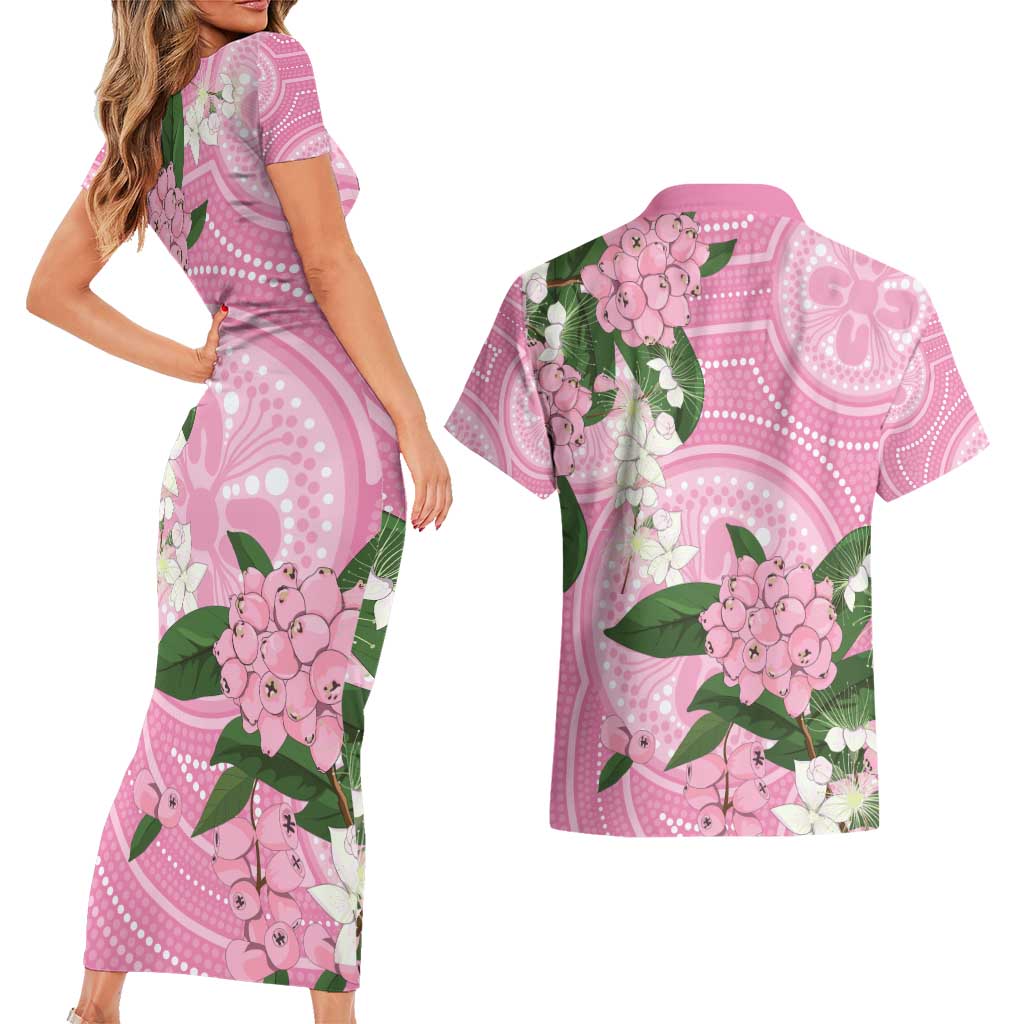 Australia Lilly Pilly Riberry Couples Matching Short Sleeve Bodycon Dress and Hawaiian Shirt Aussie Native Flowers Indigenous Art - Aussie Hoodie