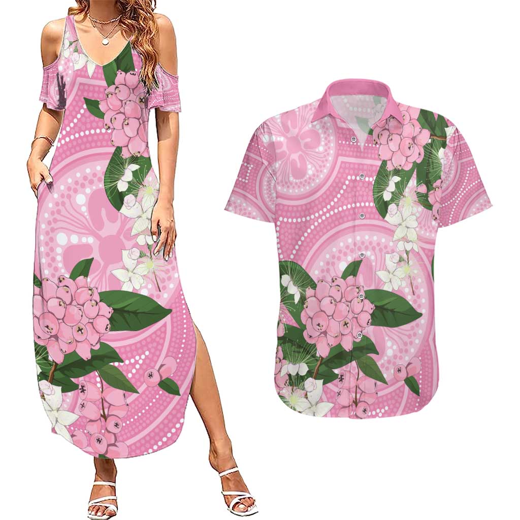 Australia Lilly Pilly Riberry Couples Matching Summer Maxi Dress and Hawaiian Shirt Aussie Native Flowers Indigenous Art - Aussie Hoodie
