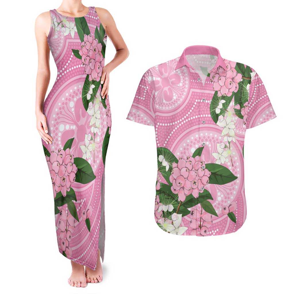 Australia Lilly Pilly Riberry Couples Matching Tank Maxi Dress and Hawaiian Shirt Aussie Native Flowers Indigenous Art - Aussie Hoodie