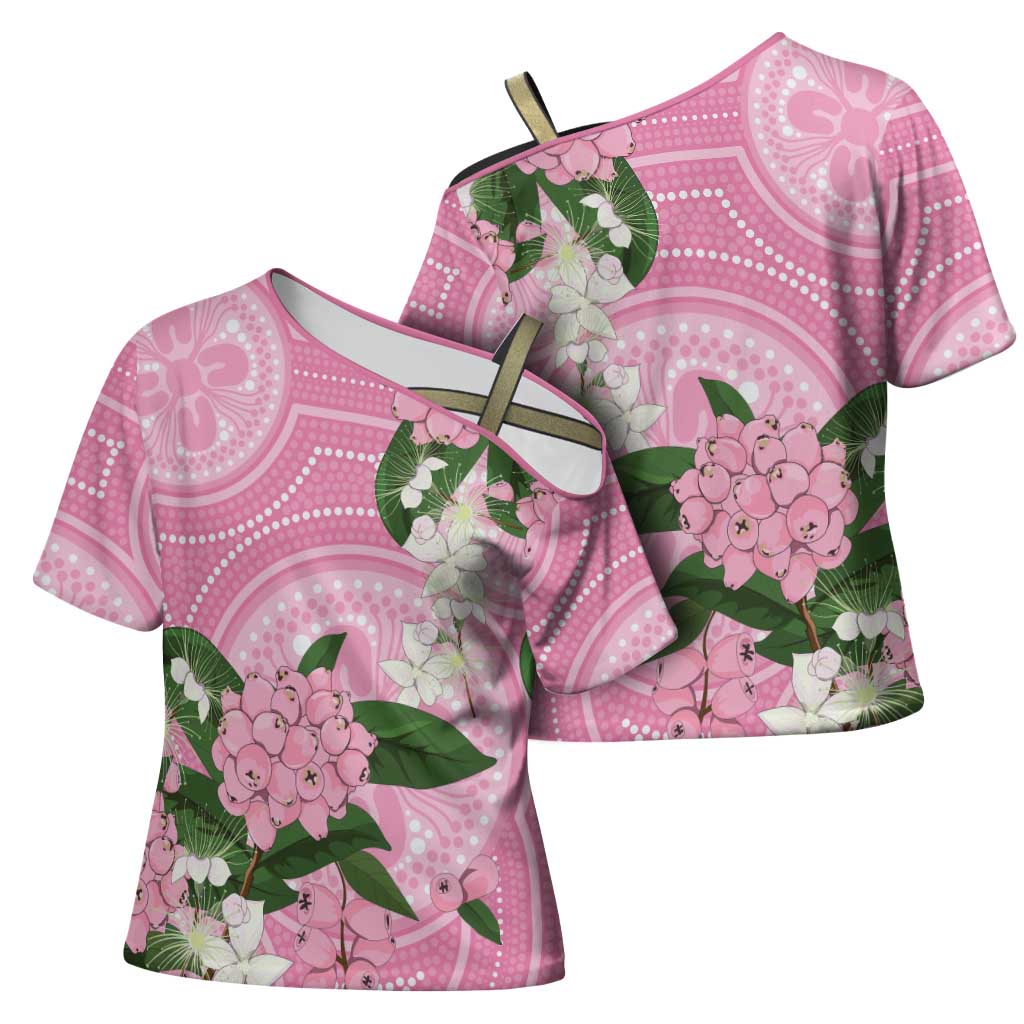 Australia Lilly Pilly Riberry Cross Shoulder Shirt Aussie Native Flowers Indigenous Art - Aussie Hoodie