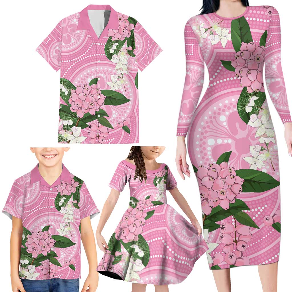 Australia Lilly Pilly Riberry Family Matching Long Sleeve Bodycon Dress and Hawaiian Shirt Aussie Native Flowers Indigenous Art - Aussie Hoodie