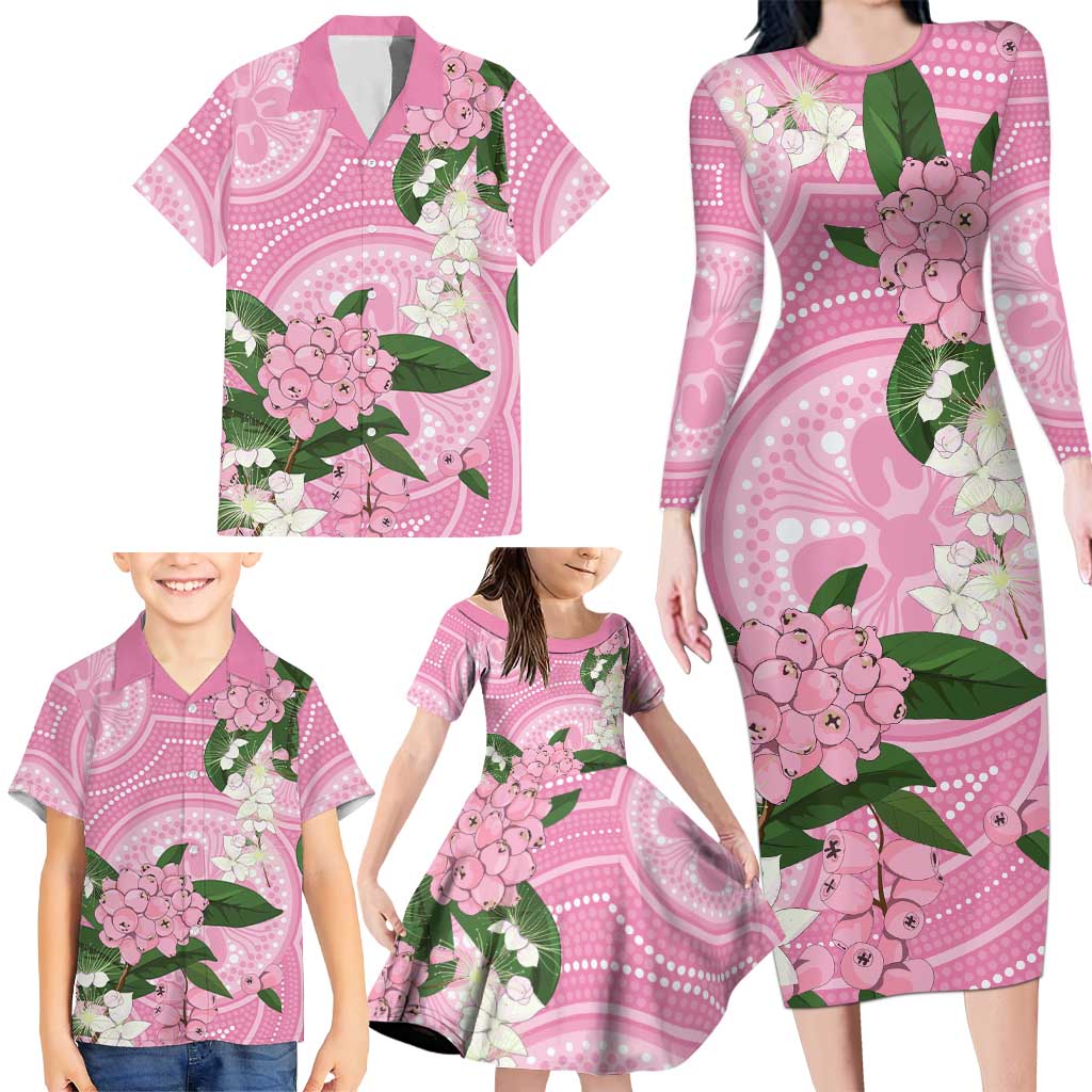 Australia Lilly Pilly Riberry Family Matching Long Sleeve Bodycon Dress and Hawaiian Shirt Aussie Native Flowers Indigenous Art - Aussie Hoodie