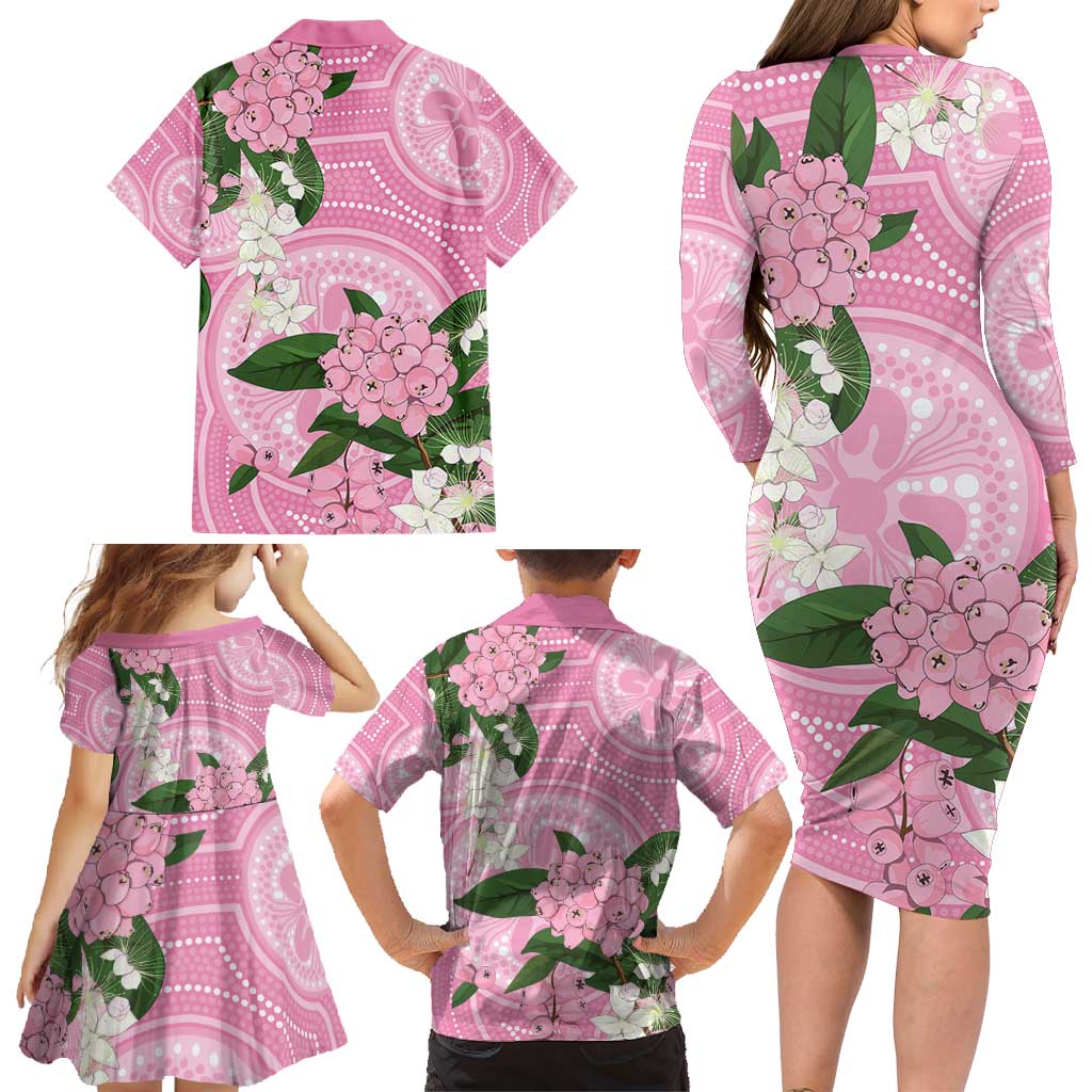 Australia Lilly Pilly Riberry Family Matching Long Sleeve Bodycon Dress and Hawaiian Shirt Aussie Native Flowers Indigenous Art - Aussie Hoodie
