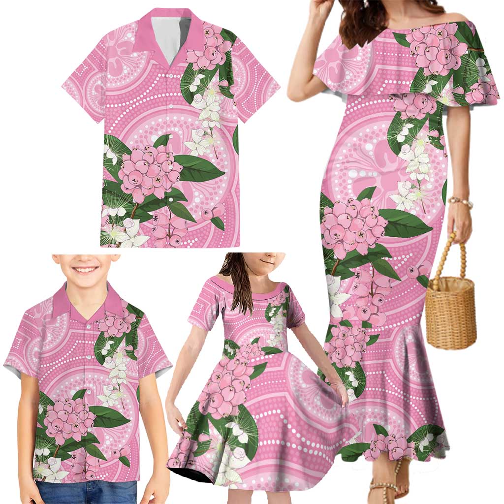 Australia Lilly Pilly Riberry Family Matching Mermaid Dress and Hawaiian Shirt Aussie Native Flowers Indigenous Art - Aussie Hoodie