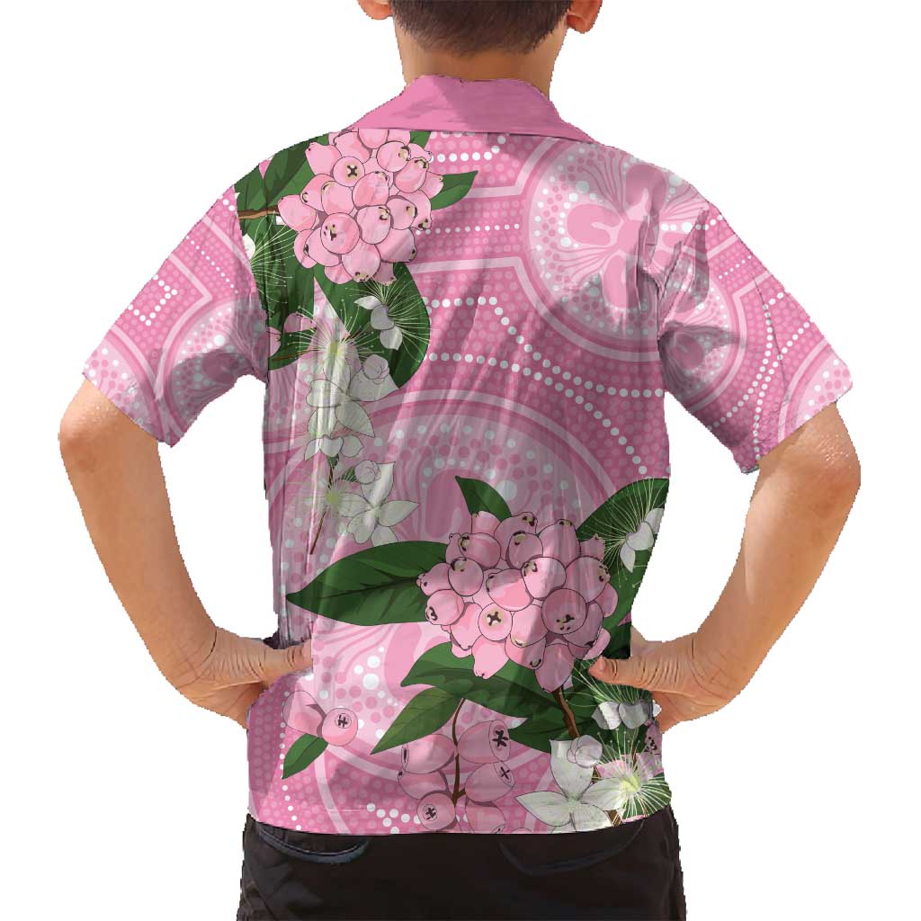 Australia Lilly Pilly Riberry Family Matching Off Shoulder Maxi Dress and Hawaiian Shirt Aussie Native Flowers Indigenous Art - Aussie Hoodie