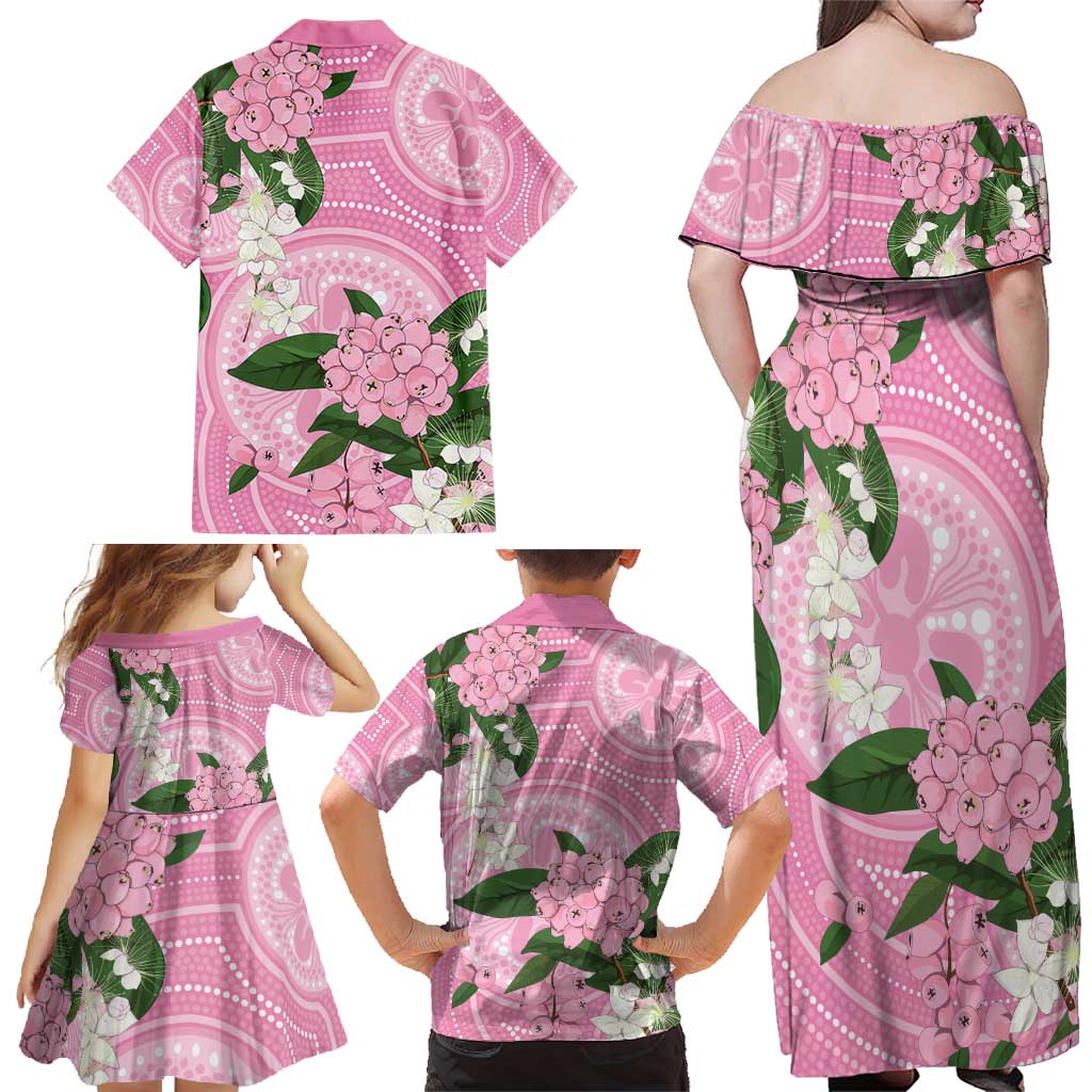 Australia Lilly Pilly Riberry Family Matching Off Shoulder Maxi Dress and Hawaiian Shirt Aussie Native Flowers Indigenous Art - Aussie Hoodie