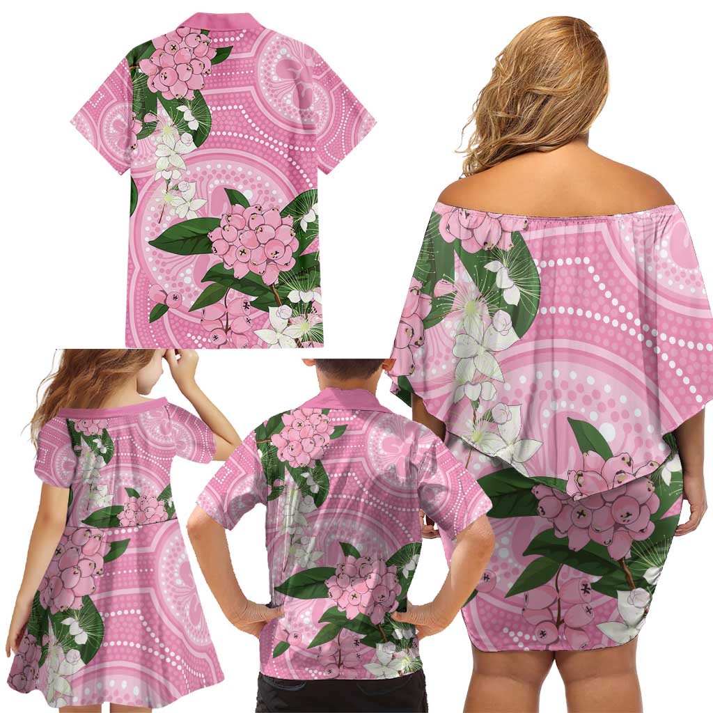 Australia Lilly Pilly Riberry Family Matching Off Shoulder Short Dress and Hawaiian Shirt Aussie Native Flowers Indigenous Art - Aussie Hoodie