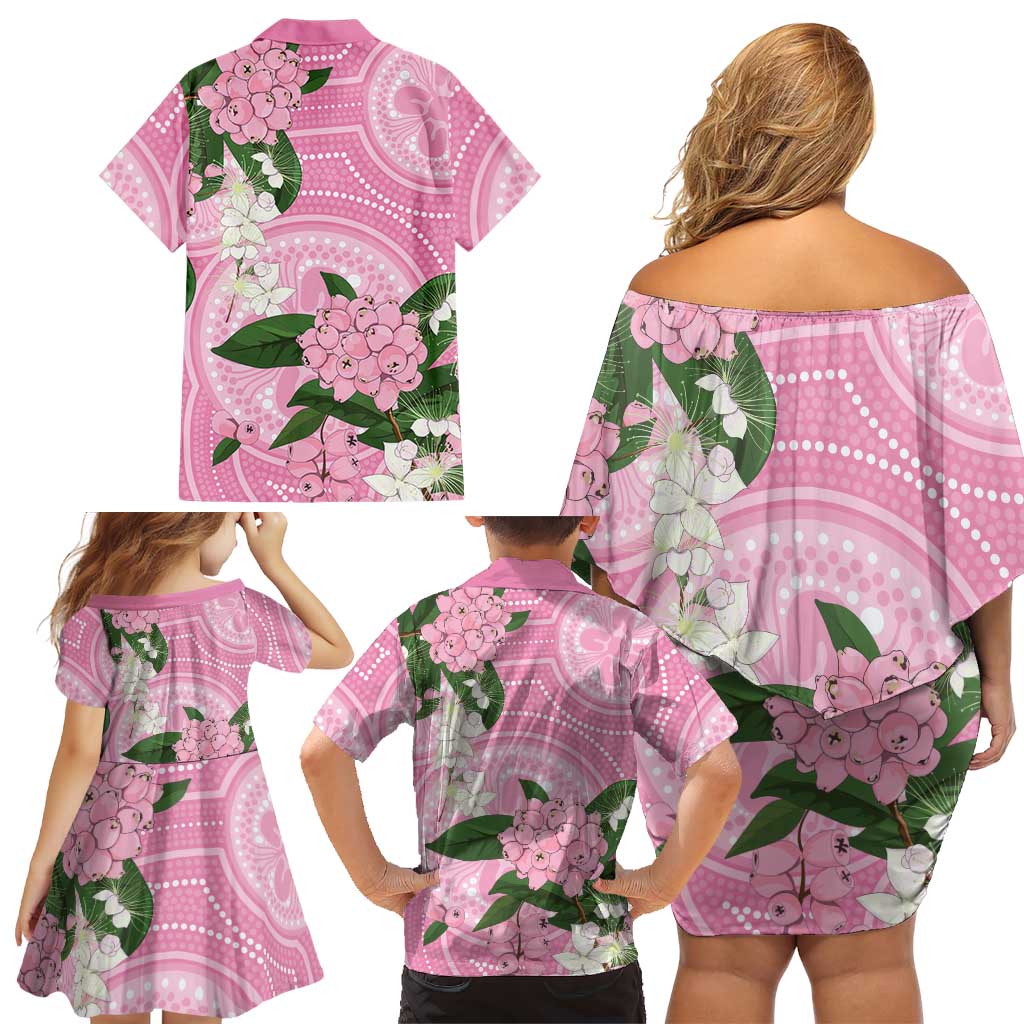 Australia Lilly Pilly Riberry Family Matching Off Shoulder Short Dress and Hawaiian Shirt Aussie Native Flowers Indigenous Art - Aussie Hoodie