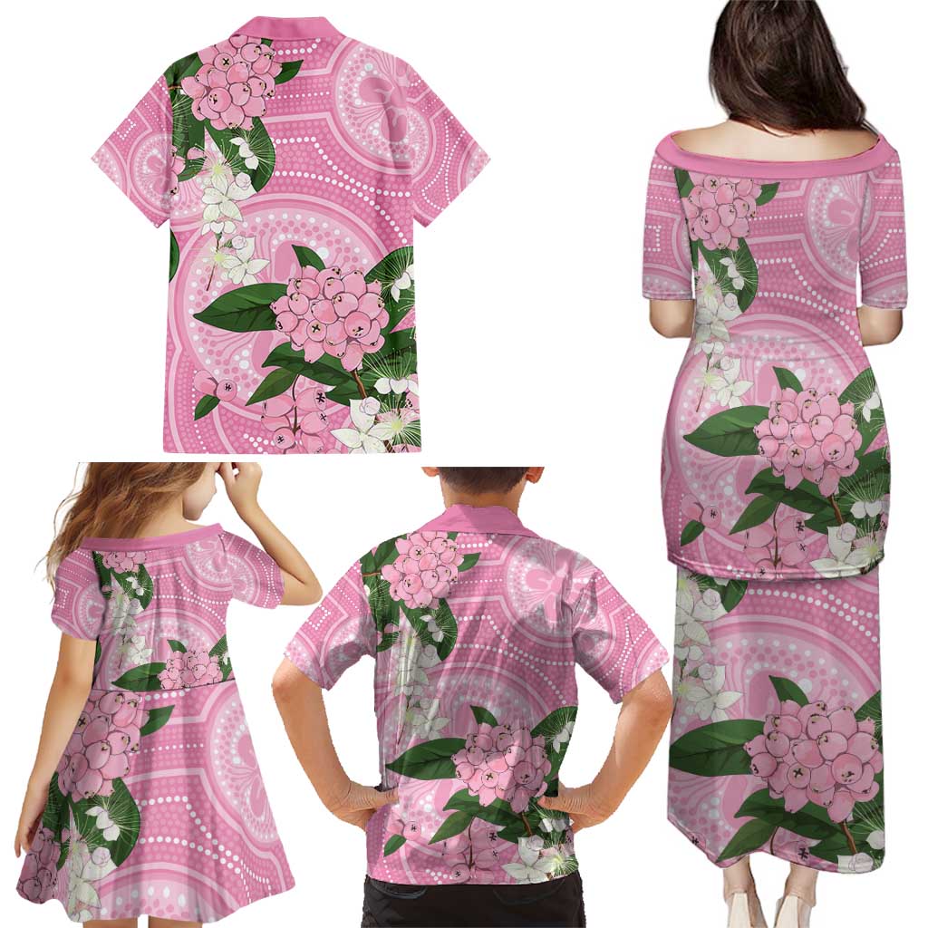 Australia Lilly Pilly Riberry Family Matching Puletasi and Hawaiian Shirt Aussie Native Flowers Indigenous Art - Aussie Hoodie